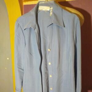 Liz Claiborne S Baby Blue Blouse Button